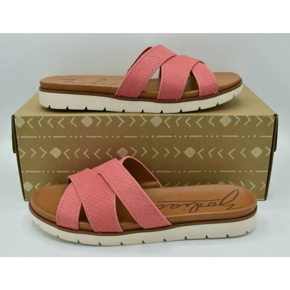 Zodiac Womens Size 8.5 M Naila Neon Pink LE Slip‎ On Sandals Shoes